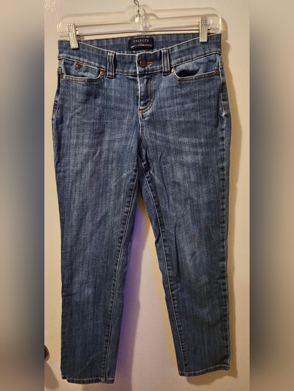 Talbots Simply Flattering 5 Pocket Blue Denim Crop Jeans Women's Size 28"x27"
